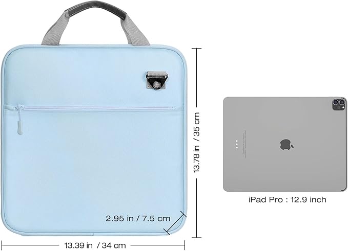 MoKo Zipper Binder, 2 Inch 3 Ring Binder with 500 Sheets Capacity & Shoulder Strap & Handle, Multi-Pocket Zipper Organizer for Middle School, Blue & Gray