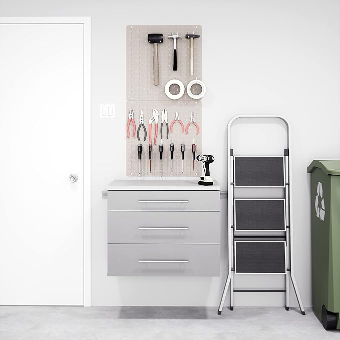 Prepac HangUps 30” Wide Wall Mount 3-Drawer Storage Cabinet, Ideal for Tool Storage, Organization for Garage, Kitchen, Laundry, Bathroom, Home Office and More, 30”W x 24”H x 16”D, Light Gray