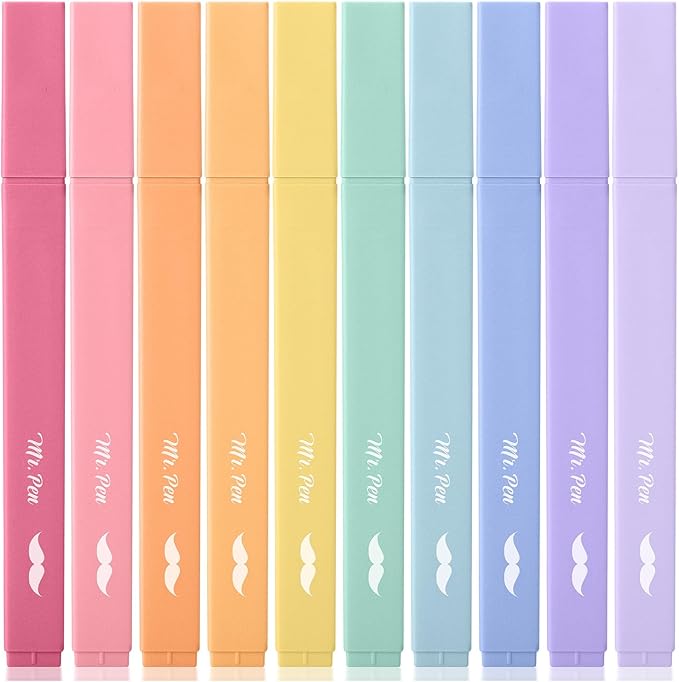 Mr. Pen- Aesthetic Bible Highlighters No Bleed Through, 10 Pack, Assorted Colors, Cute Highlighter for Journaling Supplies and School Accessories, Bible Highlighters and Pens No Bleed