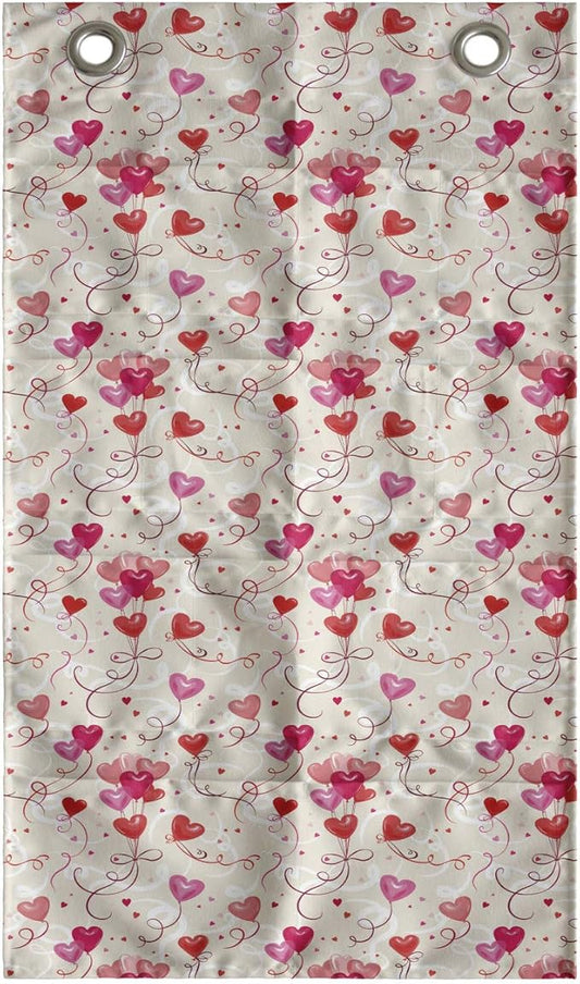 Ambesonne Valentine's Day Hanging Pocket Organizer, Print of Heart Shaped Balloons Flying Up with Mini Hearts, Printed Polyester Storage Bag with Pockets, 21" x 31", Eggshell Vermilion