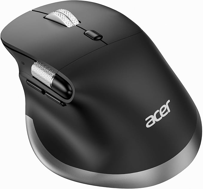 acer Ergonomic Mouse Wireless Rechargeable with Side Scroll (BT5.2+2.4GHz), Bluetooth Computer Mouse for Laptop, Medium to Large Sized Hands, Office USB Mice, 8 Buttons, 4800 DPI for PC, Desktop