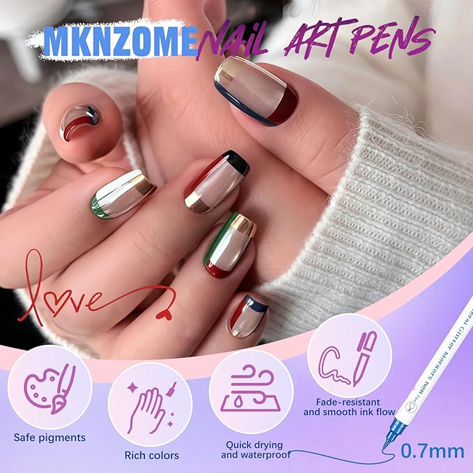 10 Color Nail Art Pens, Double-ended Nail Polish Pens Drawing Painting Point Liner Acrylic Painted Pen Kit, DIY Nails Art Design Manicure Tools Christmas Gifts 2026 Upgrade (2 Set)