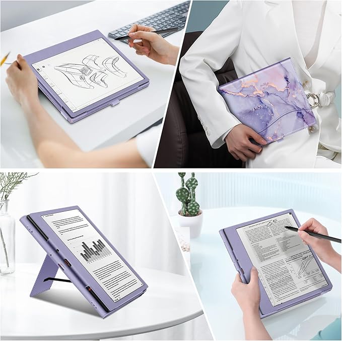 Fintie Case for 10.3" Boox Note Air 5 C (2025)/ Note Air4 C (2024)/ Note Air3 C/ Air3 B/W (2023) Tablet ePaper -Premium PU Leather Stand Cover Auto Sleep/Wake with Card Slot & Pen Holder, Lilac Marble