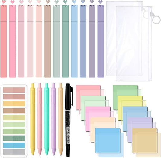 Jutom 38 Pcs Bible Journaling Study Kit for Women, Book Annotation Supplies with Highlighters Pens, Tabs, Sticky Notes, Markers for Christian Office Bible Study Supplies(Pastel Color,Square)