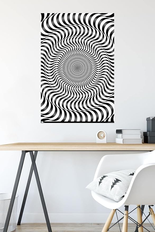 Trends International Zebra Stripe Optical Illusion Wall Poster, 22.375" x 34", Poster & Mount Bundle