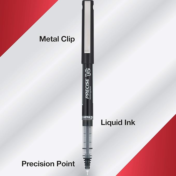 Pilot, Precise V5, Capped Liquid Ink Rolling Ball Pens, Extra Fine Point 0.5 mm, Assorted Colors, Pack of 12