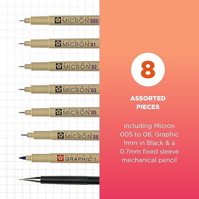 SAKURA 50203 8-Piece Pigma Manga Comic Pro Drawing Kit