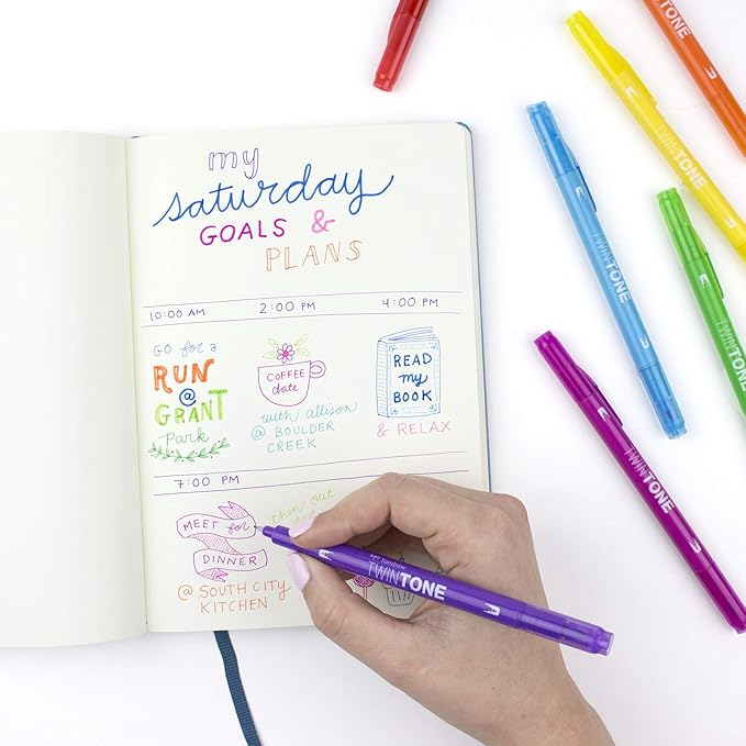 Tombow 61526 TwinTone Marker Set, Rainbow, 12-Pack. Double-Sided Markers Perfect for Planners, Journals, Doodling, and More!