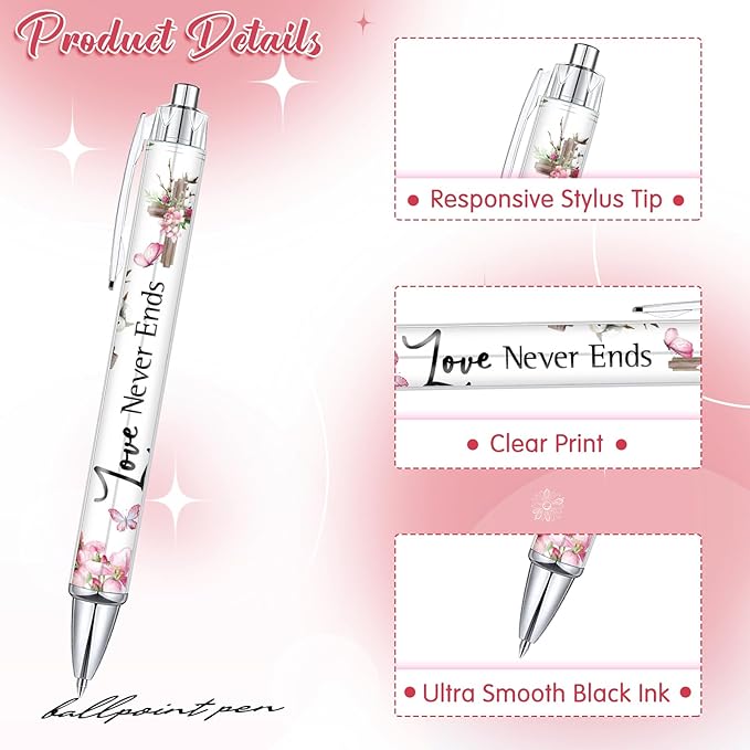 Tinlade 10 Pcs Christian Pens for Women Religious Ink Pens Easter Gifts Inspirational Quotes Bible Verse Ballpoint Funny Office Supplies for Women Men Coworker(Cross)