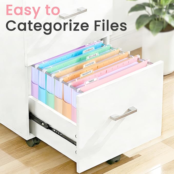 Sooez Extra Capacity Plastic Hanging File Folders, 6 Count Expanding File Folders Letter Size with 2" Expansion, File Organizer with 1/6-Cut Adjustable Tab for File Cabinet, Drawer, Pastels Colors
