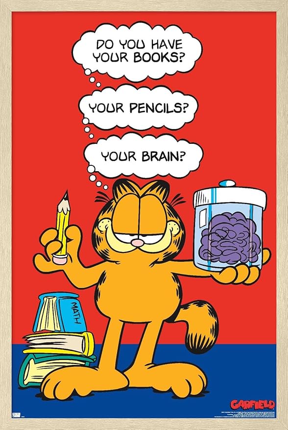 Garfield - Brain Wall Poster, 22.4L" x 14.7W", Blonde Framed Version