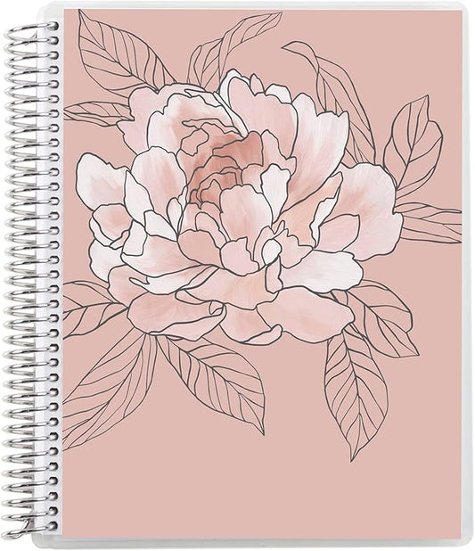 Erin Condren 8.5" X 11" Spiral Bound Productivity Notebook, Flora Peony, Functional 160 Lined Page and 80Lb Thick Paper Spiral Notebook, Stickers Included