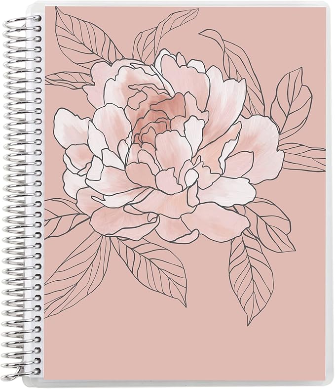 Erin Condren Journal for Women 8.5" x 11" Spiral Bound College Ruled Notebook - Flora Peony. 160 Lined Page Note Taking & Writing Notebook. 80 lb. Thick Mohawk Paper. Stickers Included
