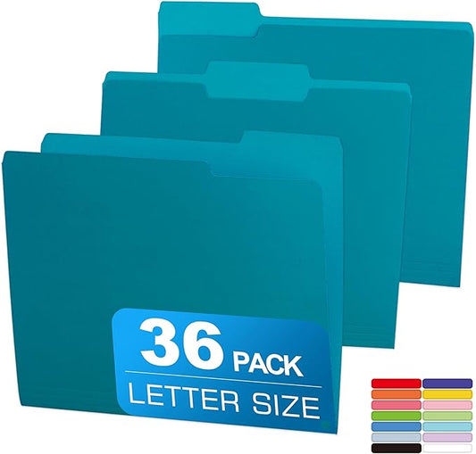 36 Packs Colored File Folders,Royal Blue File Folders Letter Size,1/3 Cut Tabs File Folder,Two-Tone File Folder,Manila File Folders for Office,School and Home,Organization