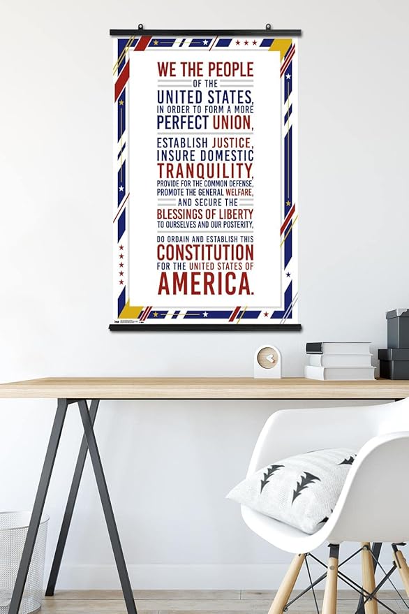 Trends International The United States Of America - Constitution Preamble Wall Poster, 22.375" x 34", Premium Poster & Clip Bundle