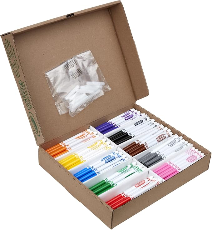 Crayola Fine Line Markers Classpack (200ct), Bulk Kids' Markers For Preschool, Kindergarten, Elementary School Classrooms, Teacher Classroom Must Haves (Pack of 2)