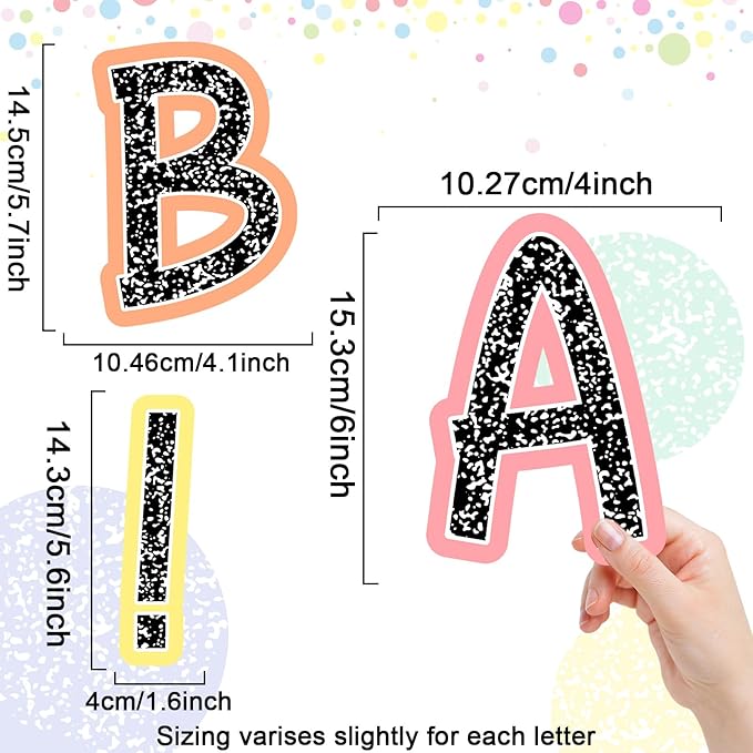 150 PCS Large 6" Bulletin Board Letters Set, Composition Pastel Classroom Alphabet Cutout Letter for Bulletin Board Display Home School, A Great Helper to Inspire Students' Learning Interest
