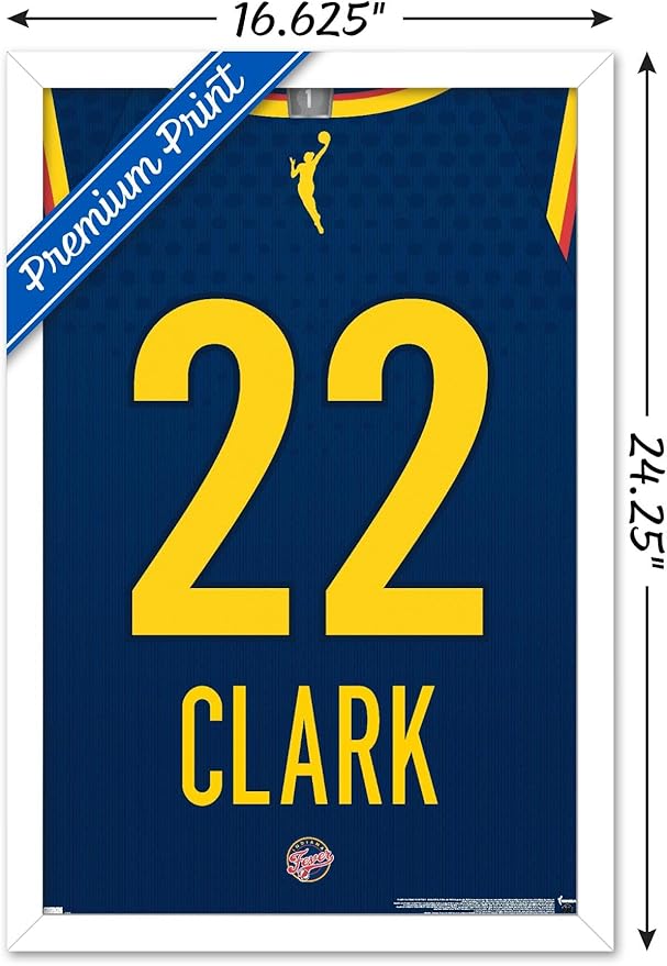 WNBA Indiana Fever - Caitlin Clark Jersey Wall Poster, 22.4L" x 14.7W", White Framed Version