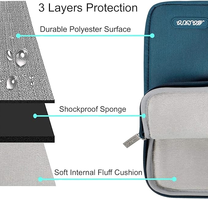 MOSISO Laptop Case 16 inch, 15-15.6 inch Laptop Sleeve Compatible with MacBook Pro 16 M4 M3 M2 M1, HP Acer Dell Lenovo ASUS Notebook, Polyester Vertical Computer Sleeve Bag with Pocket, Deep Teal