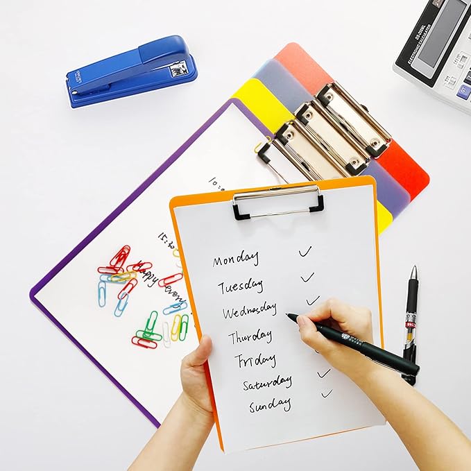 6 Pack Plastic Clipboards,Office Clipboards Standard A4 Letter Size,Colorful Clear Clip Boards with Hangable Low Profile Clip,Clipboard for Classrooms,Offices,Doctor,Nurse,Colored Assorted