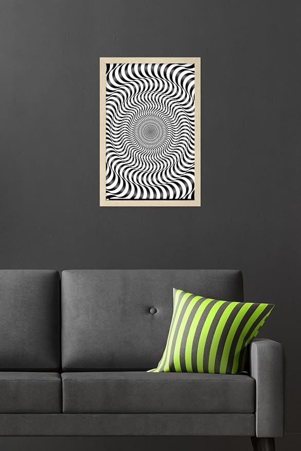 Trends International Zebra Stripe Optical Illusion Wall Poster, 22.4L x 14.7W, Blonde Framed Version