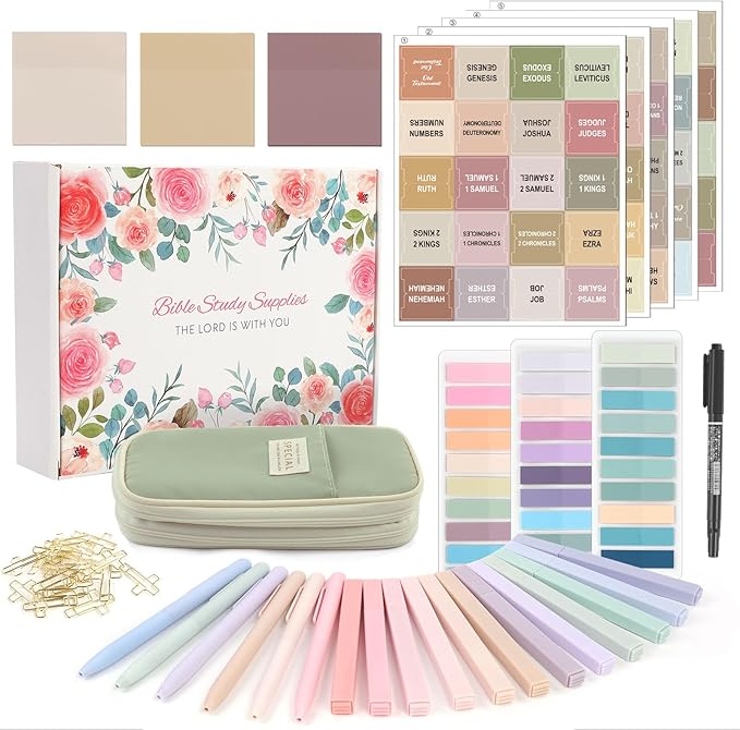 SKYDUE Bible Journaling Kit, Bible Study Supplies, Aesthetic Book Annotation Kit,Highlighter Set No Bleed, Bible Journaling Kit for Gift Green