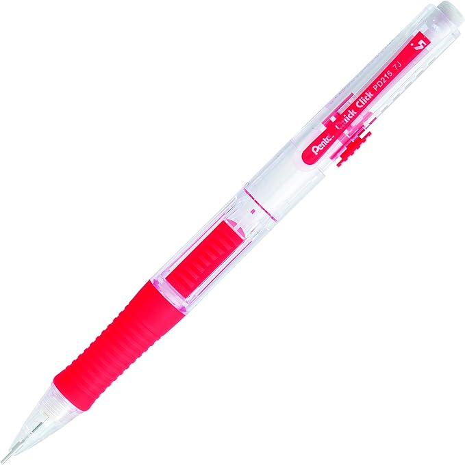 Pentel QUICK CLICK Mechanical Pencil (0.5mm), Red Barrel, Box of 12 Pencils (PD215B)