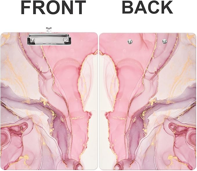 Fashion Clipboard, A4 Letter Size Wooden Decorative Clipboards for Teacher, Nurse, Doctor,Student and Kids, Cute Design for Standard Size 12.2" x 8.9" (C-Marble Pink)
