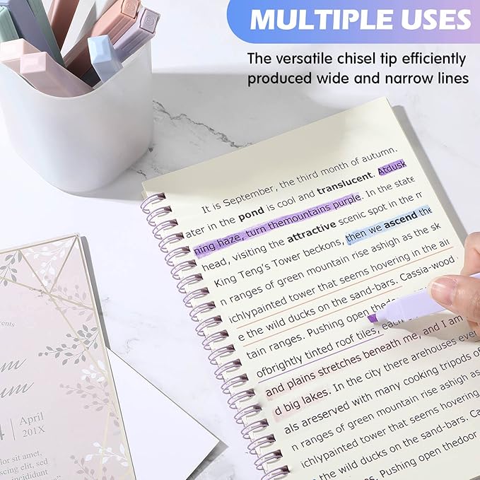 PerKoop 60 Pcs Pastel Highlighters Aesthetic Cute Bible Highlighters Morandi Color No Bleed Pens Assorted Chisel Tip Colorful Marker Pen Set for Journal Bible Planner Notes Supplies, 12 Colors