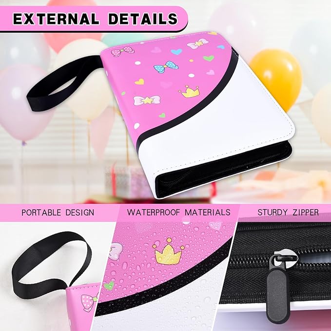 4 Pocket Trading Card Binder, Double Sided Card Album Holder, Premium Zip Trading Card Binder with Stickers, Collector Playing Card Folder