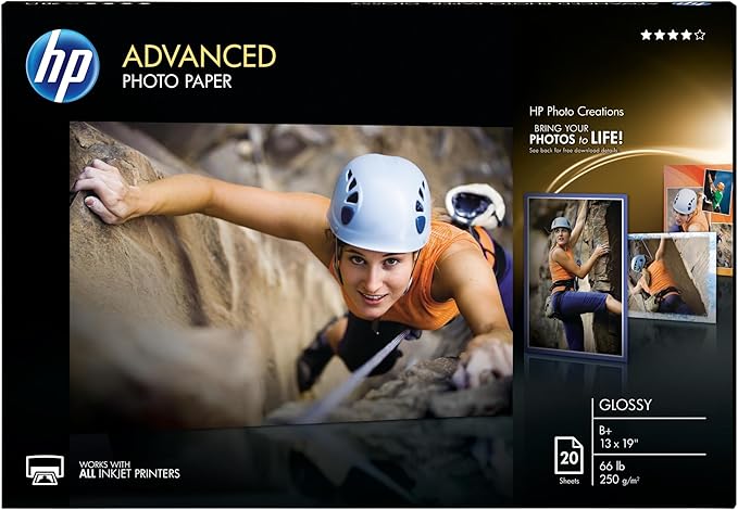 HP Advanced Photo Paper, Glossy, 13x19 in, 20 sheets (CR696A)