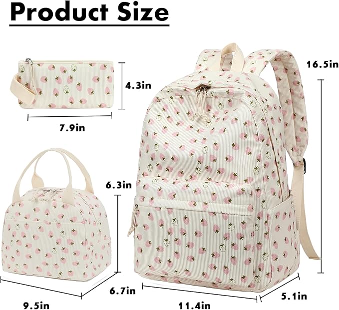 Bluboon School Backpack Set Girls Womens Laptop Bookbag Casual Daypack Fits 15 inch Laptop with Lunch Tote Bag and Pencil Bag