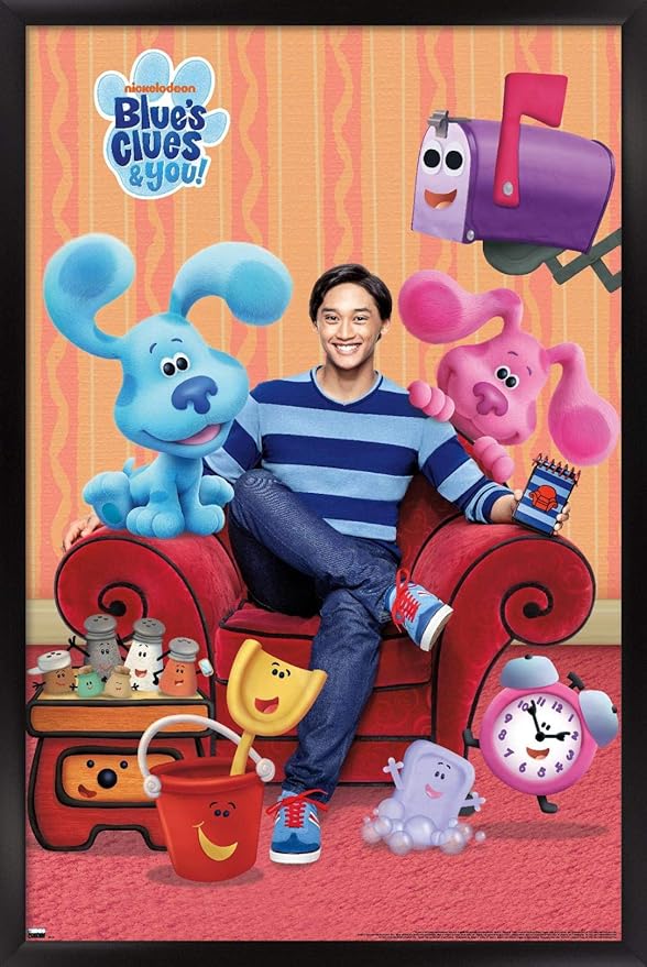 Nickelodeon Blue's Clues - Group Wall Poster, 22.4L" x 14.7W", Black Framed Version