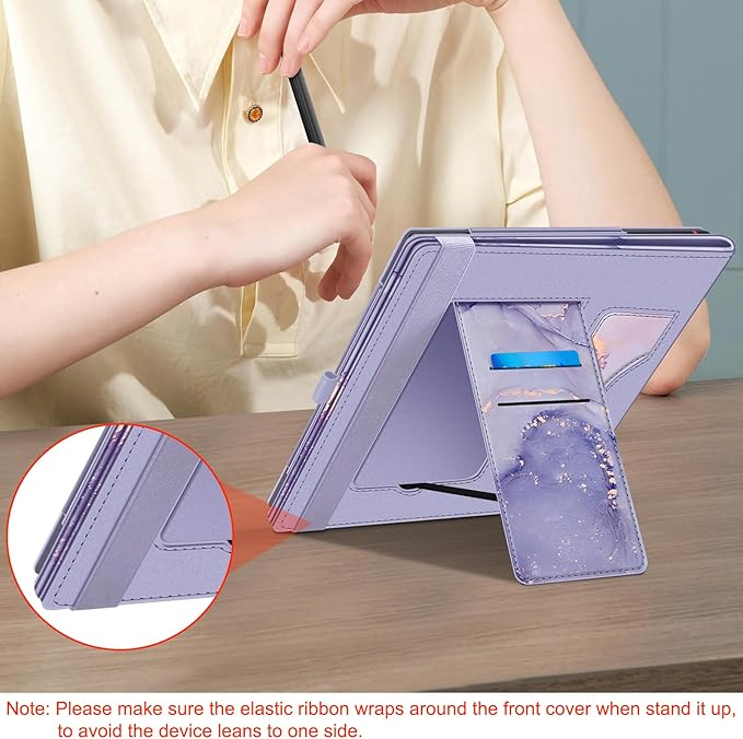 Fintie Case for 10.3" Boox Note Air 5 C (2025)/ Note Air4 C (2024)/ Note Air3 C/ Air3 B/W (2023) Tablet ePaper -Premium PU Leather Stand Cover Auto Sleep/Wake with Card Slot & Pen Holder, Lilac Marble