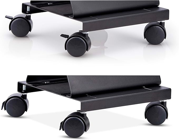 StarTech.com Computer Tower Cart, Rolling Mobile CPU Caddy on Wheels, Max Load 46.3lb/21kg, Adjustable Desktop Case Mount