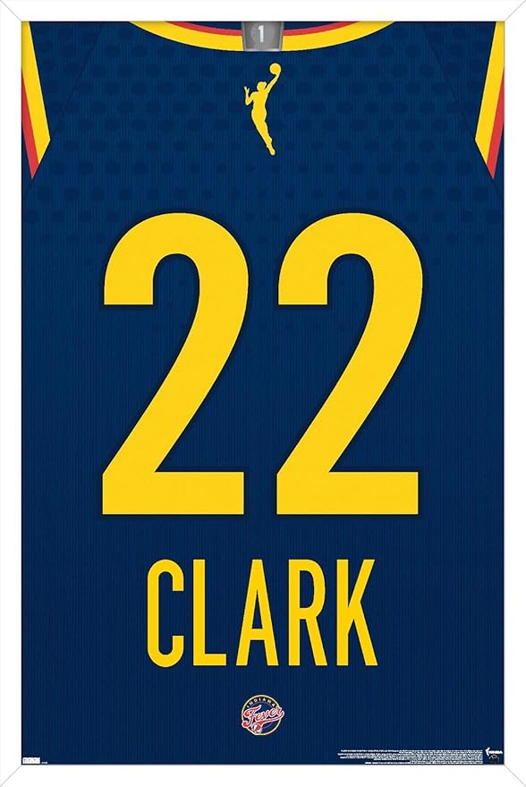 WNBA Indiana Fever - Caitlin Clark Jersey Wall Poster, 22.4L" x 14.7W", White Framed Version