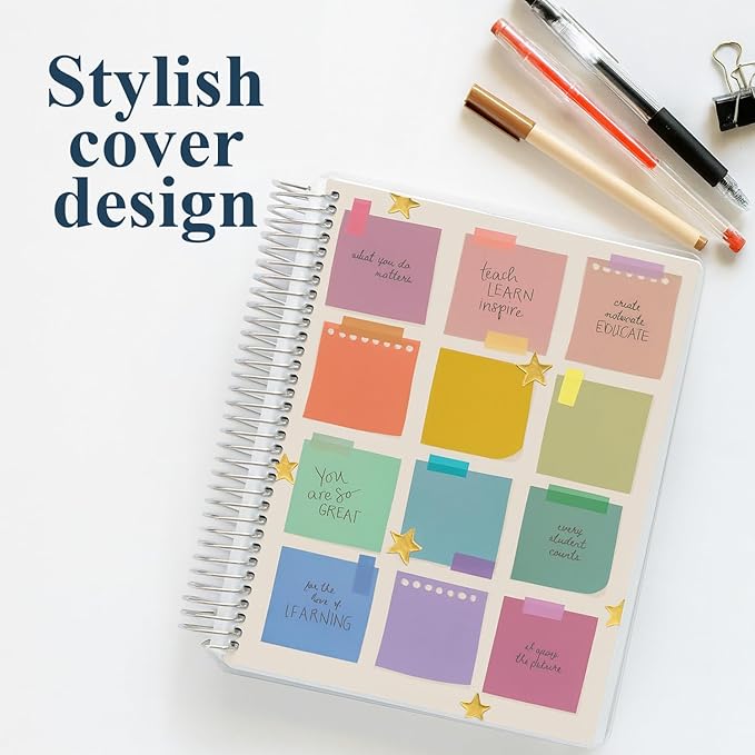 Erin Condren 7” x 9” Lined Spiral Notebook, College-Ruled Layout with 80 Lb. Paper, Motivation Notes Cover, 160 Lined Notebook Pages, Platinum Coil, Stickers Included
