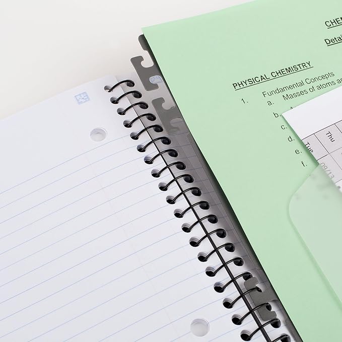 Five Star Advance Spiral Notebook + Study App, 1 Subject, College Ruled Paper, 8-1/2" x 11", 100 Sheets, Spiral Guard, Movable Tabbed Dividers, Pacific Blue (820012D-ECM)