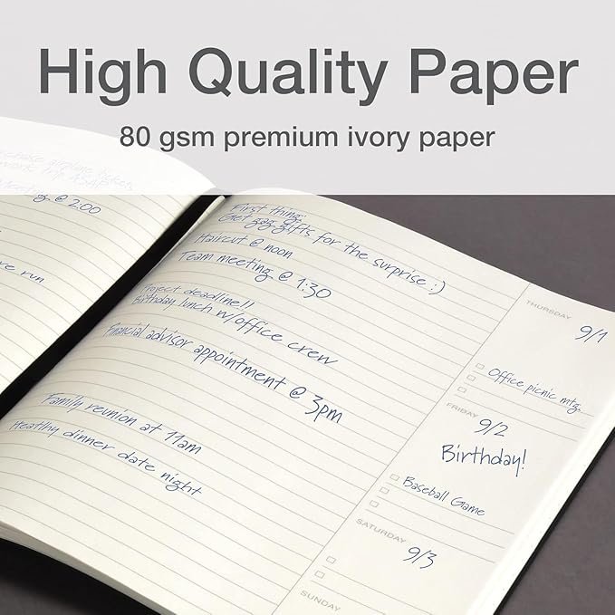 Oxford Weekly Planner, Undated Planner, Daily Gratitude Journal, Mon-Sun, 52 Weeks, 1 Year, Black Softcover, Premium Ivory Paper, 7.5" x 10" (90991)
