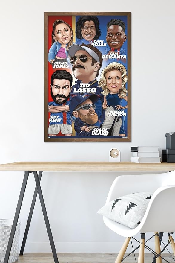 Ted Lasso - Character Grid Wall Poster, 34L" x 22.4W", Bronze Framed Version