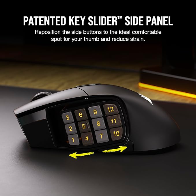 Corsair Scimitar Elite RGB Wireless MMO Gaming Mouse - 26,000 DPI - 16 Programmable Buttons - Up to 150hrs Battery - iCUE Compatible - Black