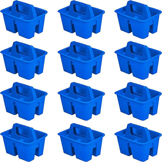 Storex Mini Classroom Caddy, Multipurpose Classroom Organizer with Handle, Blue, 12-Pack (01062U12C)