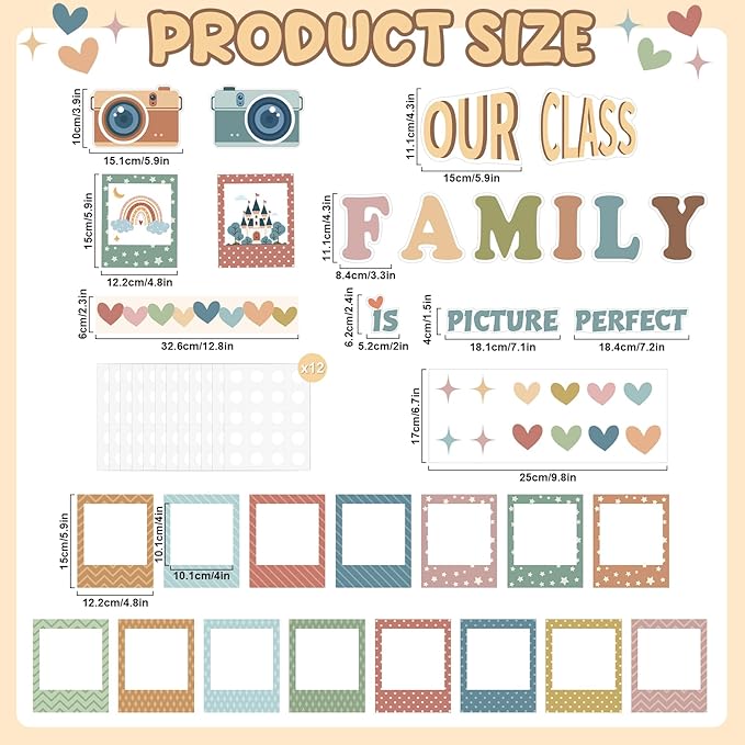 85PCS Our Class is a Family Bulletin Board, Boho Classroom Bulletin Board Decorations Sets, Boho Classroom Decor Welcome Picture Frame Theme Sets for Teachers Chalkboard Wall Door Decoration