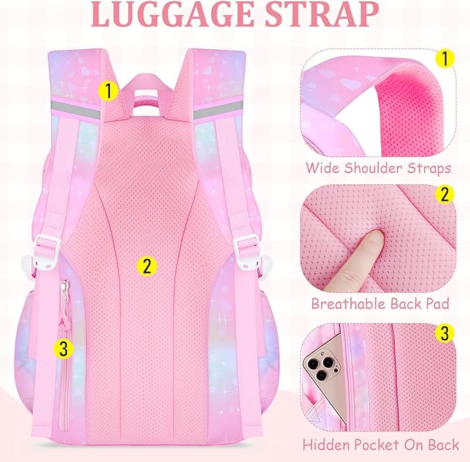Kids Backpacks for Girls - Cute Girls Backpack for Elementary, Middle and High School Students - 18" School Bookbag