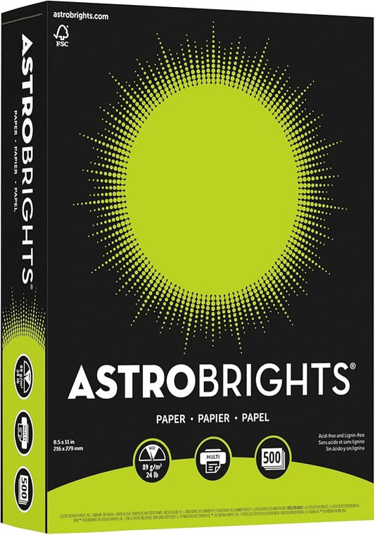 Neenah Astrobrights Bright Color Paper, 8 1/2in. x 11in., 24 Lb, FSC Certified, Terra Green, Ream Of 500 Sheets, 21588