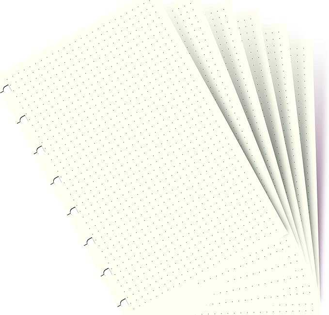 Filofax Notebooks A5 Dotted Journal Refill, Moveable, 8.25 X 5.75, 32 Cream Sheets Fits Refillable A5 Journals (B152016U)