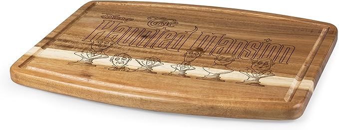 PICNIC TIME Disney Haunted Mansion Busts Ovale Acacia Cutting Board Serving Board Charcuterie Cheese Board with Juice Groove Spooky Kitchen Decor Gift, (Acacia Wood)