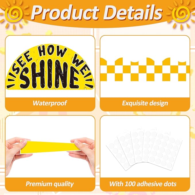 Summer Bulletin Board Set Classroom Affirmation Station Sunshine Decorations, Motivational Positive Wall Decor, Growth Mindset Mental Health Posters for Teachers School Supplies