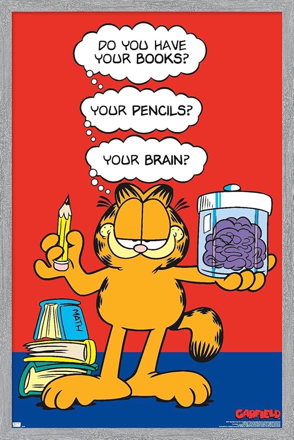Garfield - Brain Wall Poster, 22.4L" x 14.7W", Gray Framed Version