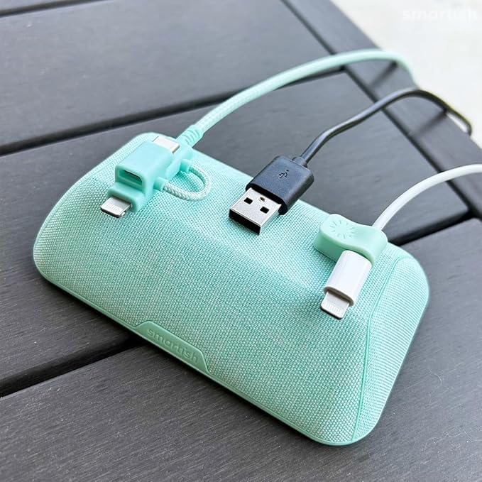Smartish® Magnetic Cord Holder - Bigger Cable Wrangler Organizer with Magnet Clips for Charger Management on Desktop, Nightstand - Holds 6+ Cables - Teal Me More